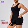 Womens Seamless Tennis Skirt Set With Built-in Shorts Yoga Running Golf Sport Fitness Workout