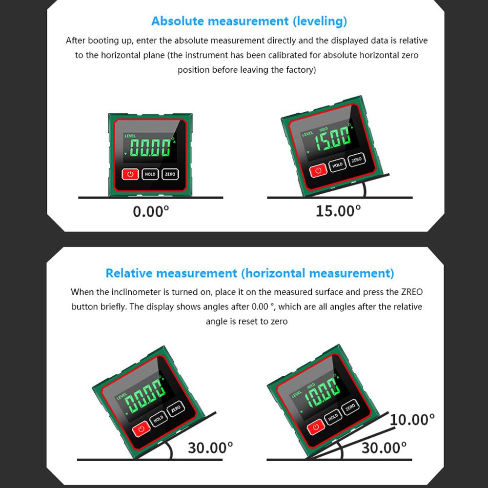 Magnetic Digital Angle Finder Electronic Laser Gauge Ruler 360 Degree LCD Protractor Mini Inclinometer Measuring Tool
