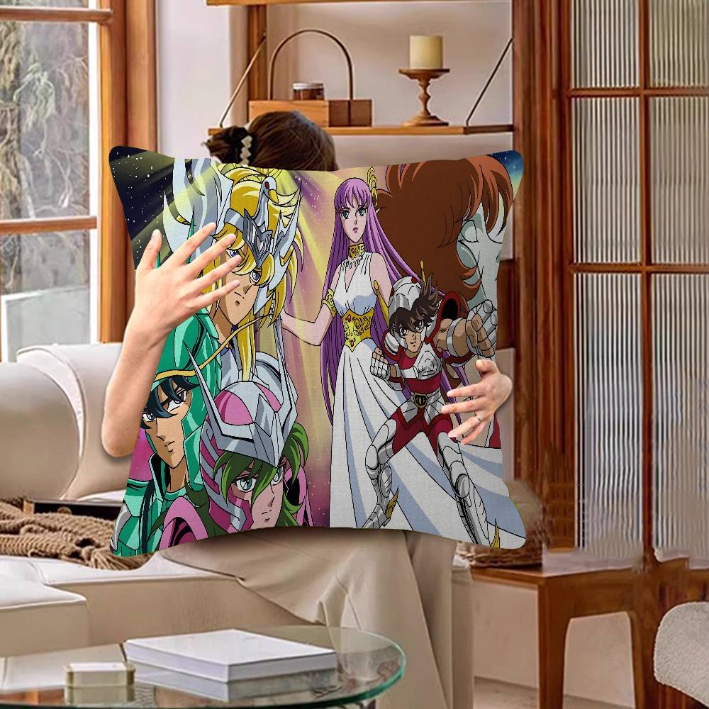 Knights Of The Zodiac Cartoon Cushion Cover Car Throw Pillow Case For Sofa Car Christmas Gift 40x40cm 45x45cm