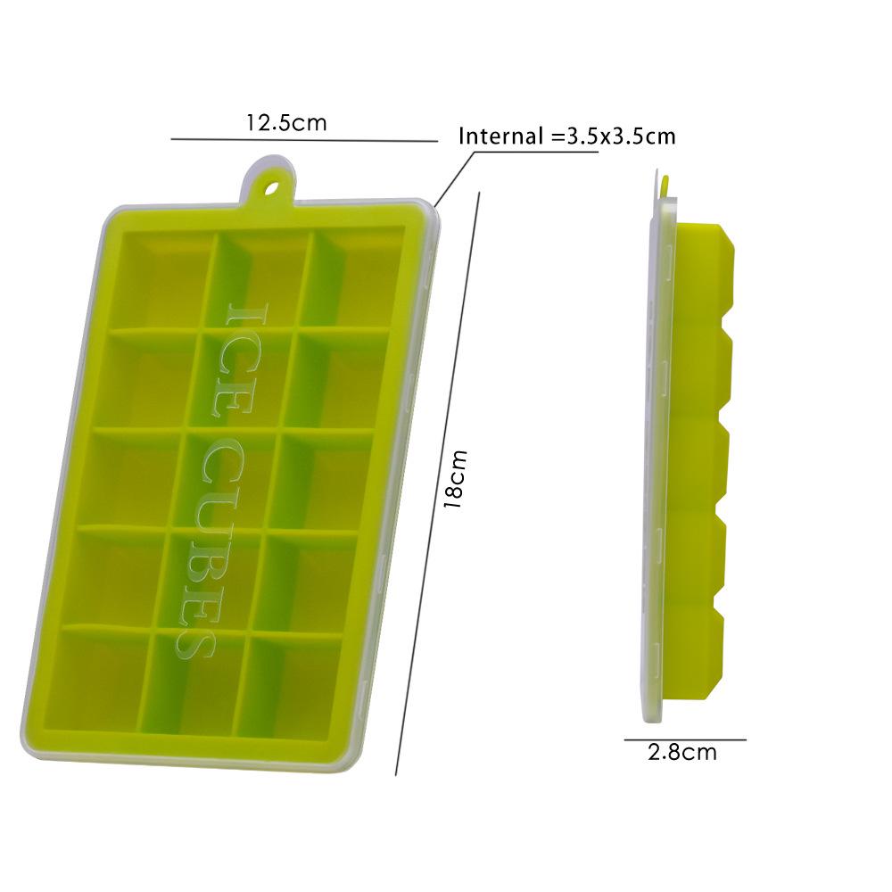 15 Grid Silicone Ice Cube with Lid Environmental Square Ice Cube DIY Ice Cube Mold