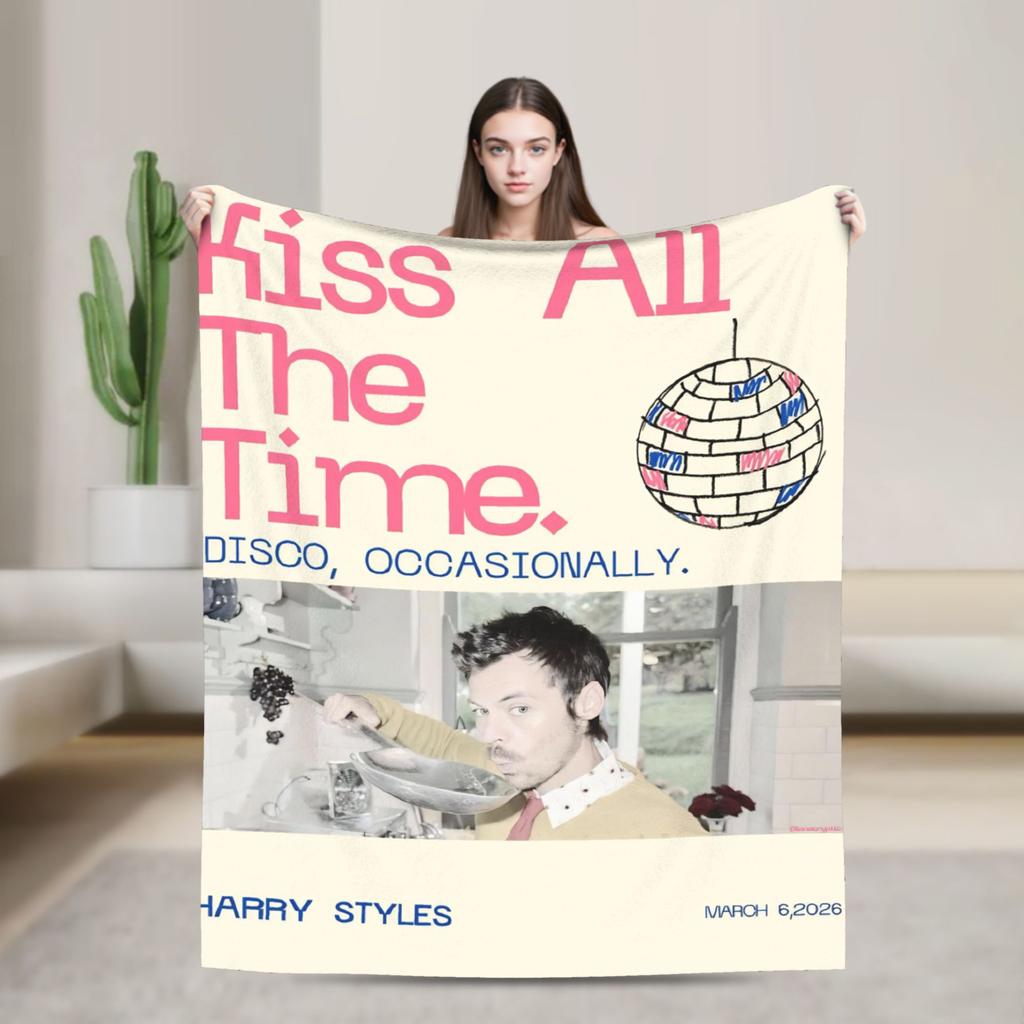 Kiss All The Time Album Blanket Fleece Harrys Music Styles Warm Throw Blankets for Airplane Travel Bedspread