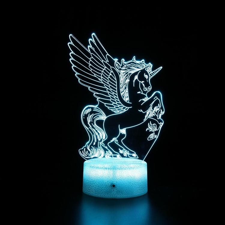 Pegasus Unicorn Geometric Horse LED Touch Remote Control, Creative Gift with Seven Colors Black base