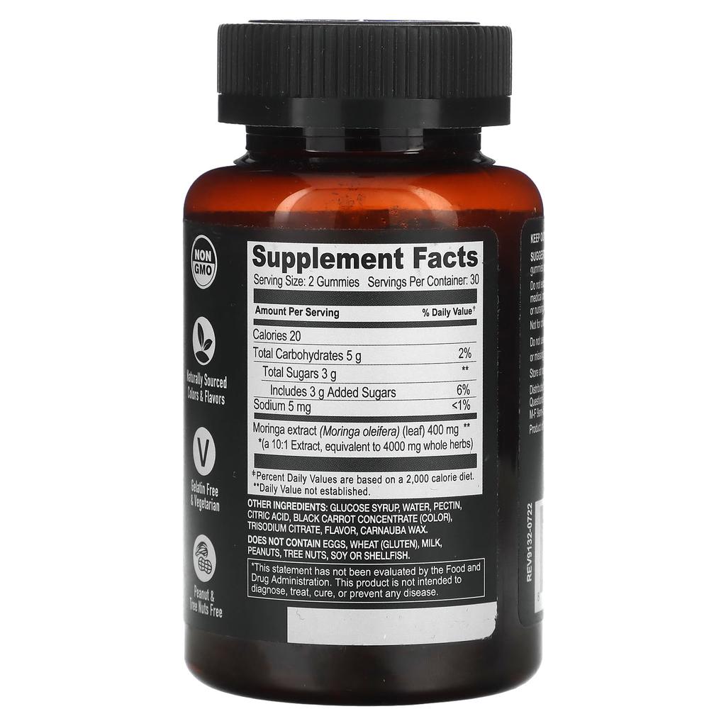 YumVs, Durable Gummies, Moringa Leaf Extract, Strawberry, 4,000 Mg, 60 Gummies (2,000 Mg Per Gummy)