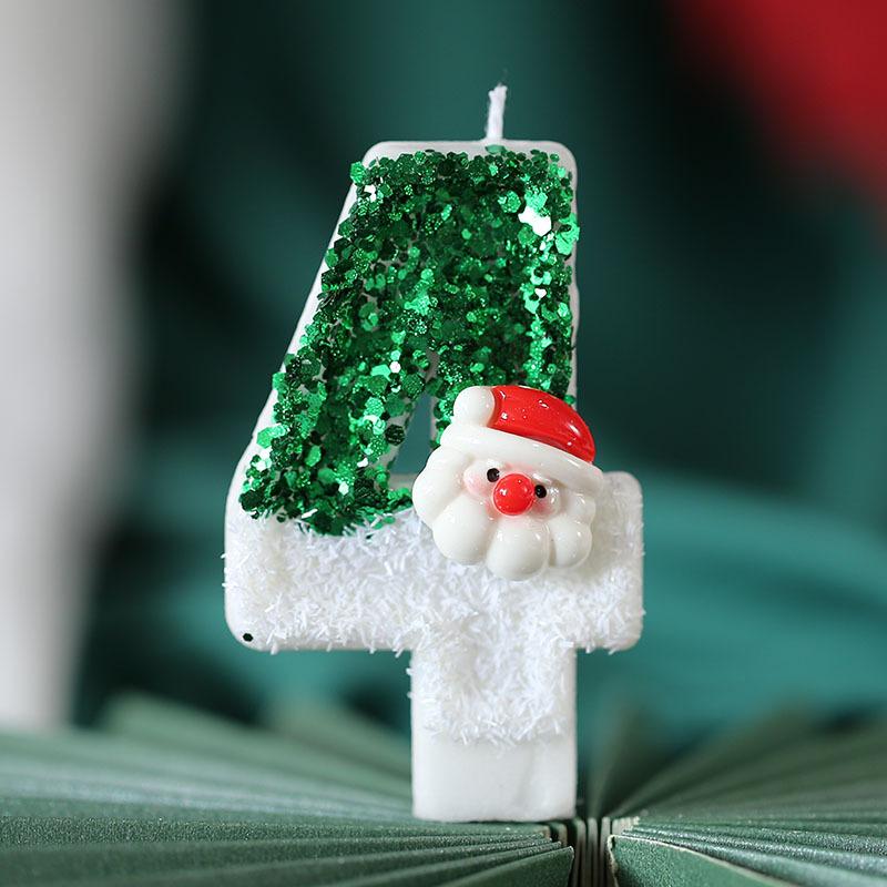 Christmas Happy Birthday Candles for Cake Decorating Supplies Unscented Number Candles Cake Topper Decorations