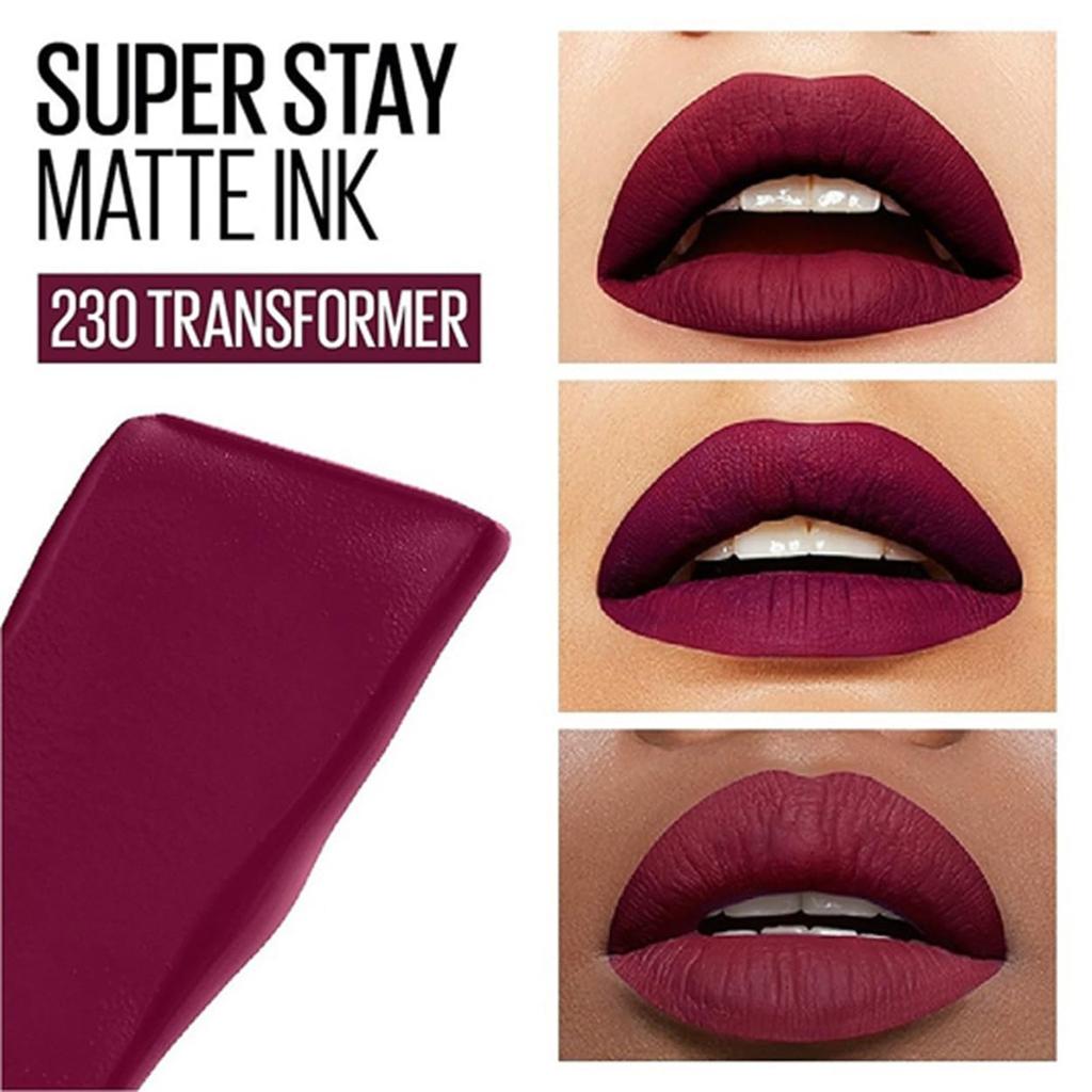 Maybelline New York Superstay Matte Ink Liquid Lipstick 230 Transformer 5ml Long Lasting 16 Hour Wear Non Transfer Bold Matte Makeup