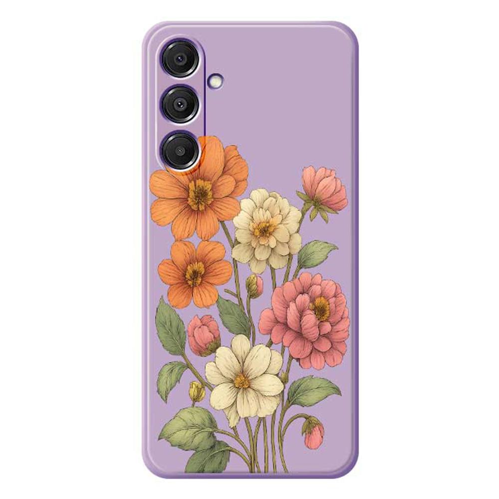 For Samsung Galaxy A16 5G/4G Case Beautiful Flowers Pattern Printing Straight Edge TPU Phone Back Cover