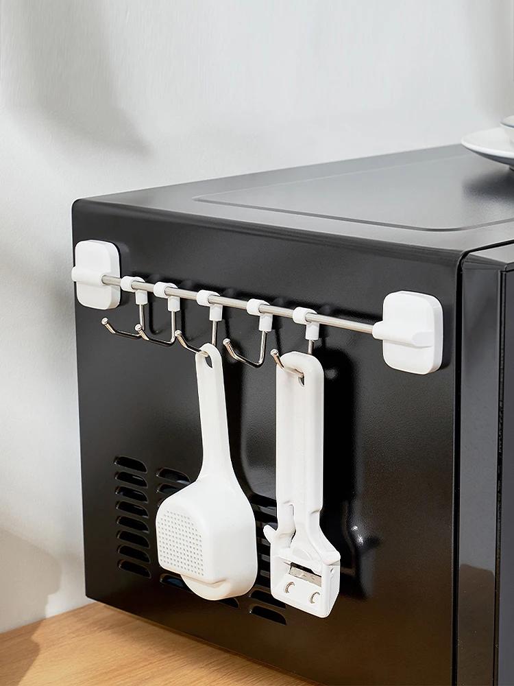 Kitchen Hook Rack Punch-Free Storage Wall Hanging Rod Magnetic Holder Kitchenware Supplies Rack Row Hook-Type Storage Rack