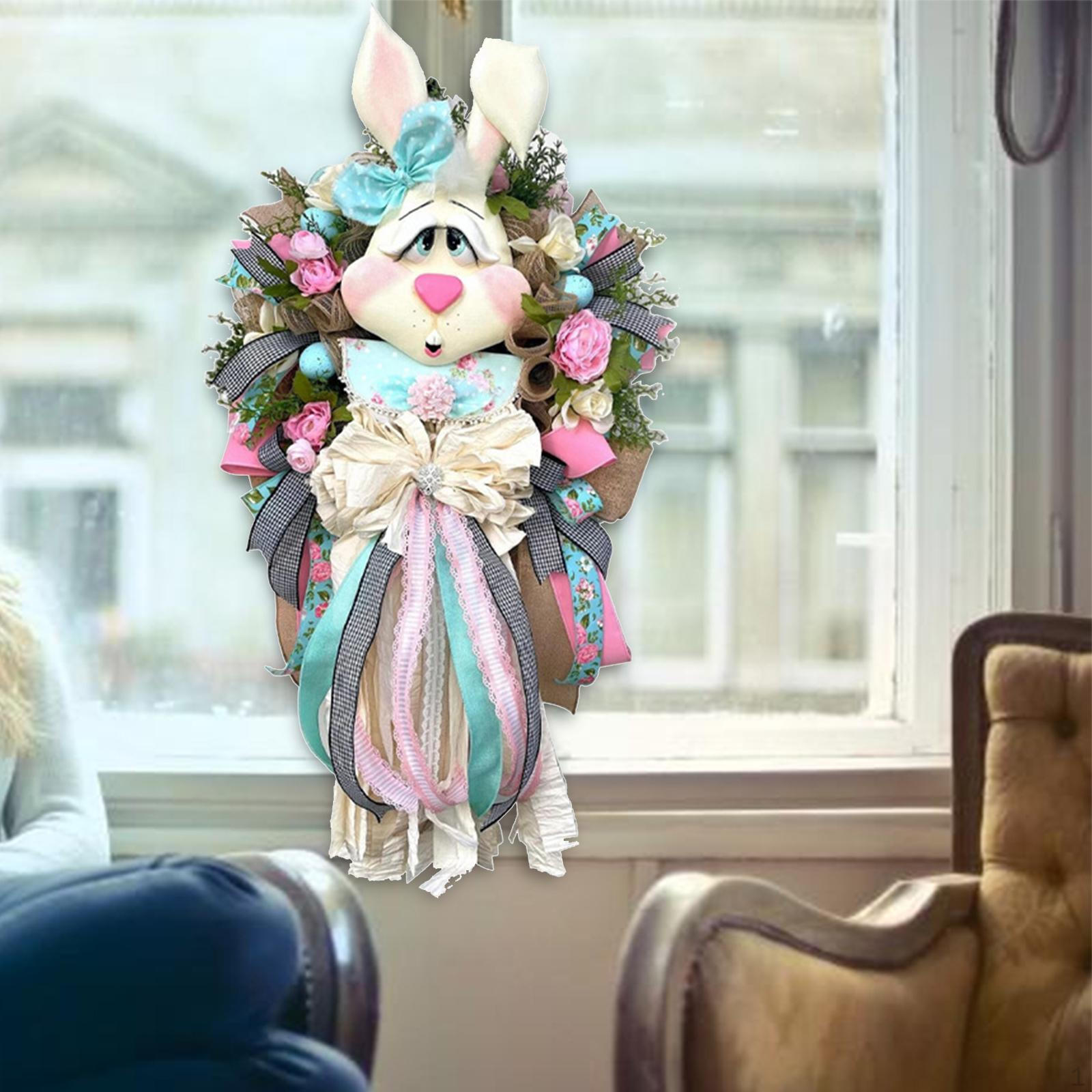 

Artificial Easter Wreath Front Door Welcome Spring Garland for Fence Decor