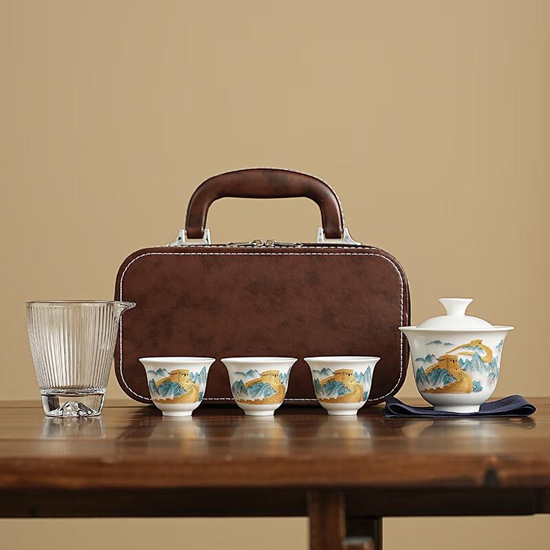 ME Mutton-Fat Jade Ceramic Kung Fu Tea Set Gaiwan Style