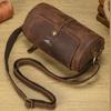 Borsa a tracolla da uomo in pelle Crazy Horse a forma di barile Borsa a tracolla cilindrica retrò per moto