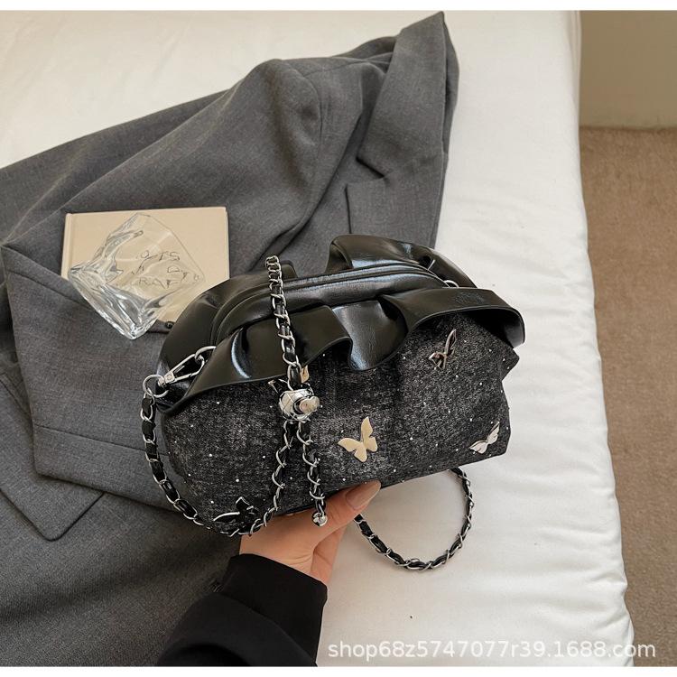 Уникальная нишевая джинсовая сумка женская 2025 новая летняя универсальная сумка-мессенджер на цепочке супер огонь плиссированная сумка-облако