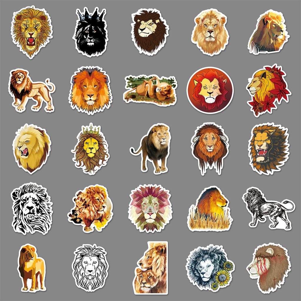 50 Lion Doodle Personalized Cartoon Animal Children's DIY Skateboard Mobile Phone Case Suitcase Stickers Waterproof
