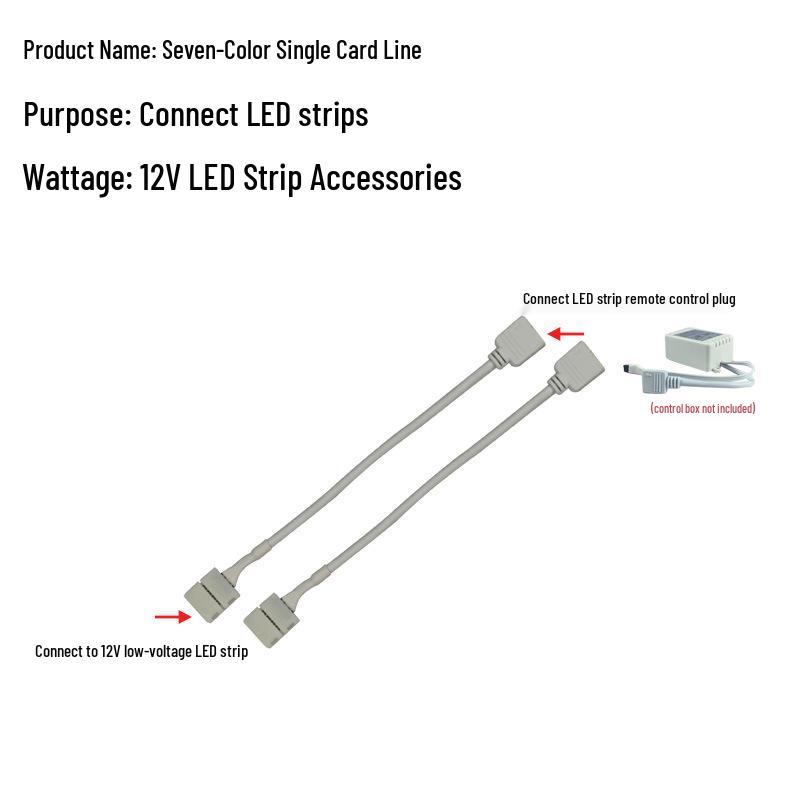 Solderless Connector Cable for LED 3528/5050 Strip Light - Seven-Color Snap, Low Voltage