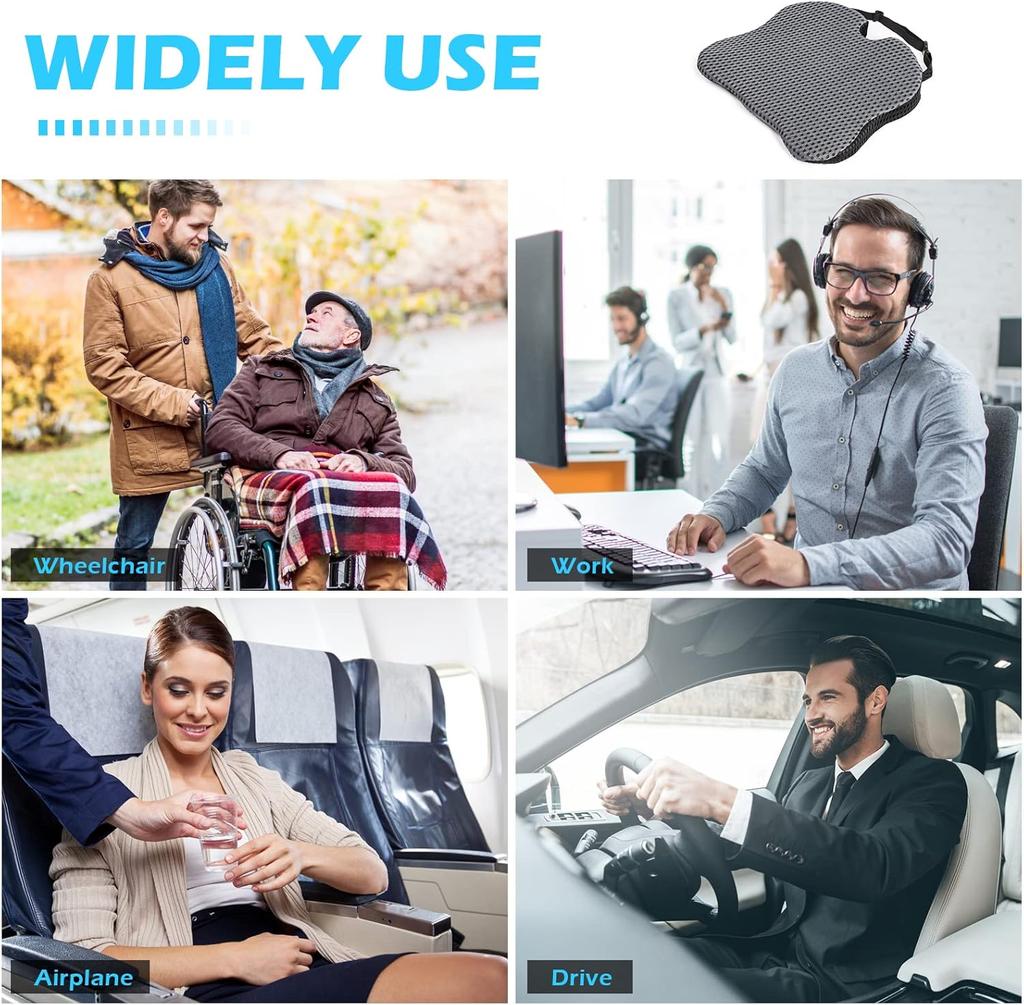 Car Wedge Seat Cushion Memory Foam Comfortable Seat Cushion-Orthopedic Support For Car Driver Seat Office Chair Wheelchairs