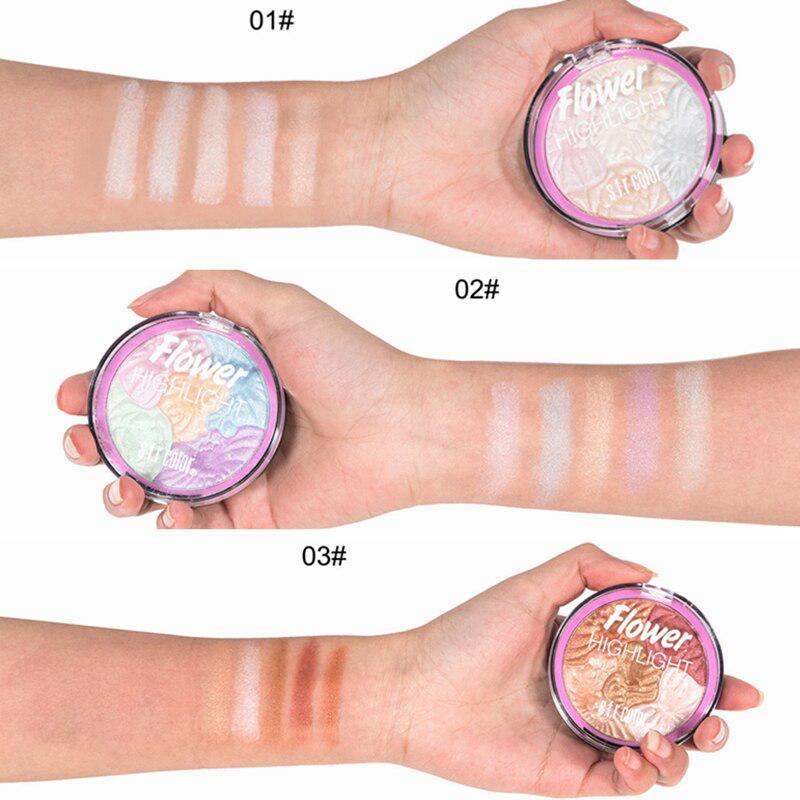 5 Color Flower 3D Highlighter Eyeshadow Powder Face Makeup Palette Glow Shimmer Rainbow Highlight