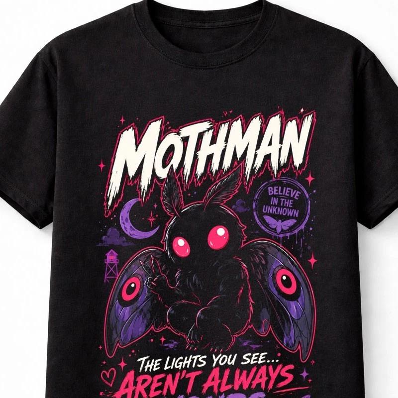 MothUnisex Cryptid Horror Creature Gothic Paranormal Graphic Unisex TShirt S
