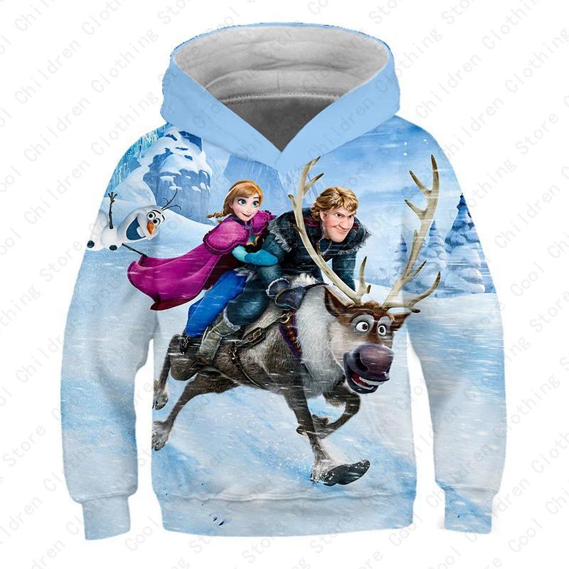 MINISO, Disney, Girl, Frozen, Sweatshirt, Anna, Elsa, Long Sleeve, Pullover, Autumn, Hoodie