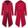 2024 Men's Solid Color Medieval Swallowtail Coat - European & American Mid-length Punk Retro Overcoat