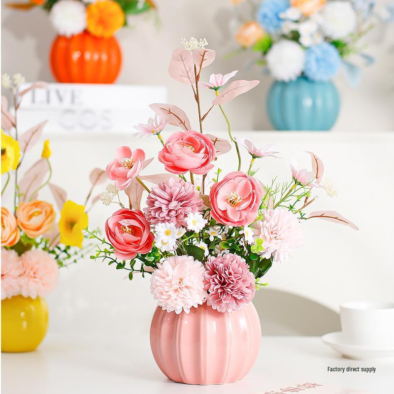 Nordic Artificial Flower Decor: Realistic Floral Arrangements for Living Room & Dining Table.