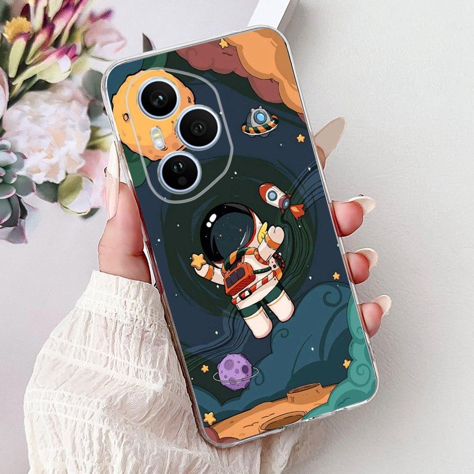 Clear For Honor 400 Pro Case DNP-NX9 Cute Cartoon Cat Fashion Flower Funny Painted Soft Bumper For Honor 400Pro Back Cover Funda
