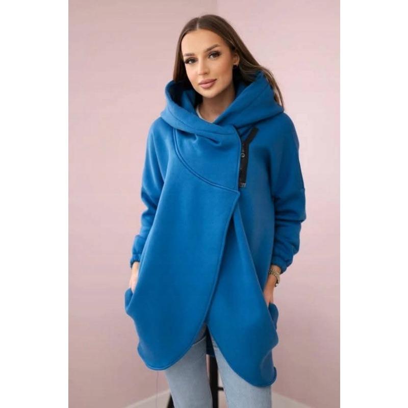 Damenmode, lässig, einfarbig, bedruckt, Herbst-Winter, langärmelig, mit Kapuze, Jacken und Mäntel