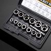 14pcs Bolt Extractor Socket Set,Damaged Nut Remover Kit, 1/4" To 3/8" Drive, for Stripped/Rusted Bolts Removal Anti Tooth Sleeve