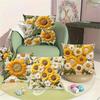 2D Sunflower Pillow Cover 45x45cm Floral Retro Printed Modern Pillow Case Home Decor