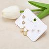 3pcs Set Romantic Heart Earrings for Women, Cubic Zircon Hypoallergenic Stud Earring Set, Fashion Piercing Jewelry