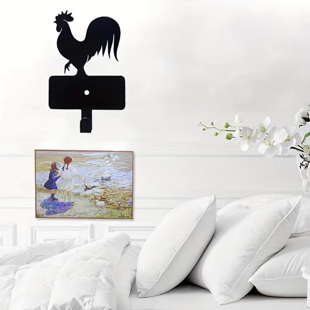 1pc Rustic Rooster Metal Key Hook for Outdoor and Indoor Use - Stylish Wall Decoration and Perfect Housewarming Gift