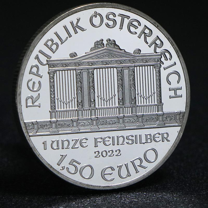 2024 2022 2021Moeda comemorativa austríaca, Orquestra Sinfônica de Viena, moedas de ouro e prata, medalha comemorativa da UE, presente de Natal, Enchimentos de meia