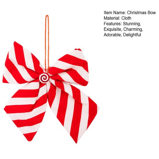Candy Stripes Christmas Bows for Wreath Red And White Candy Cane Stripes Bow for Garland Wedding Party Staircase Fireplace Indoor Outdoor Decor