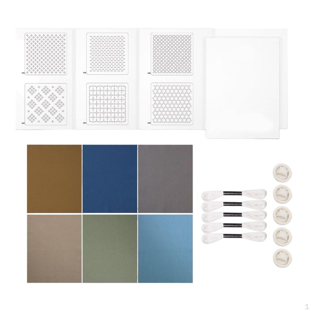Embroidery Starter Kit Sashiko Coasters DIY Practice Kits Stencil for Handmade