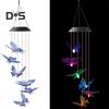 Dzwonki wietrzne w kształcie kolibra, motyl, wiszący wisiorek, wodoodporny, zasilany energią słoneczną, automatycznie oświetlony, dzwonki wietrzne, dekoracja zewnętrzna
