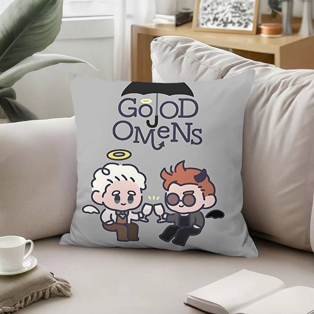 

TV Cool W-Good Omens-S Pillow Case Cushion Cover Soft Cute Throw Pillow Case For Car Sofa Pillowcase Polyester With Zipper 16x16Inch