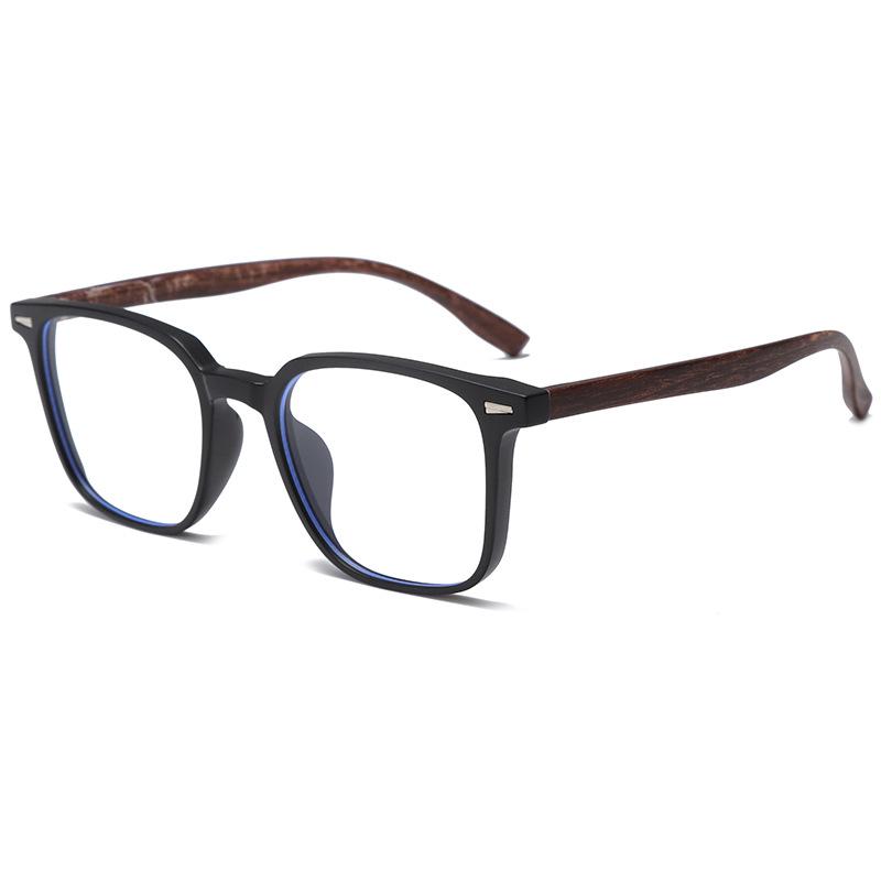Literary Retro Wood Grain Large Frame Glasses, Anti-Radiation & Blue Light, TR Ultralight, Trendy Unisex High-End M03.