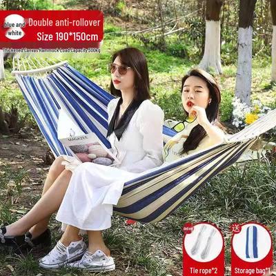 Hamaca Doble Blanca Engrosada para Uso en Interiores/Exteriores: Diseño antivuelco para adultos y niños