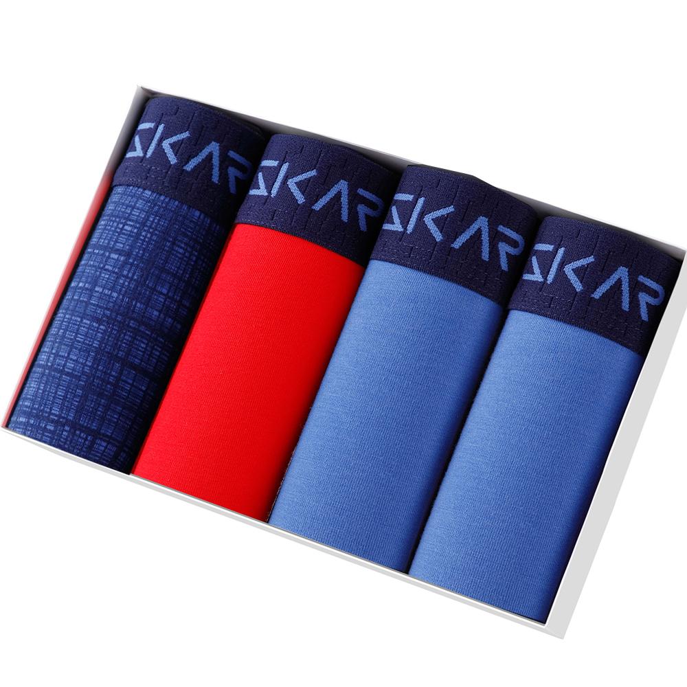 BONITOS 4Pcs Print Men's Underpants Cotton Boxers For Men Comfortable Man Underwear