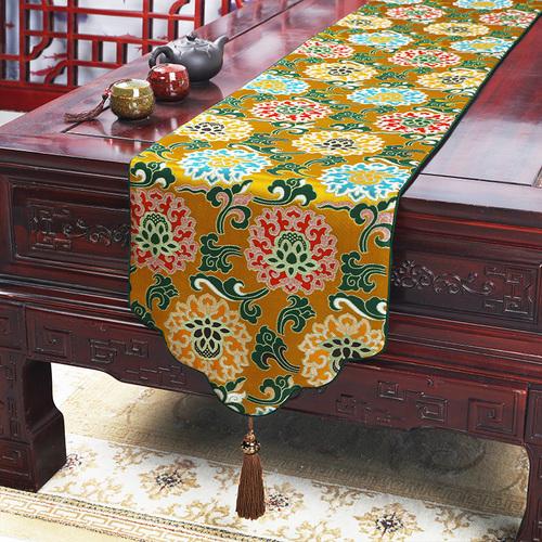Chinese Style Table Flag Cloud Brocade Satin Table Flag Classical Tea Table Table Cloth Strip Cloth Tea Table Tea Mat Bed Flag