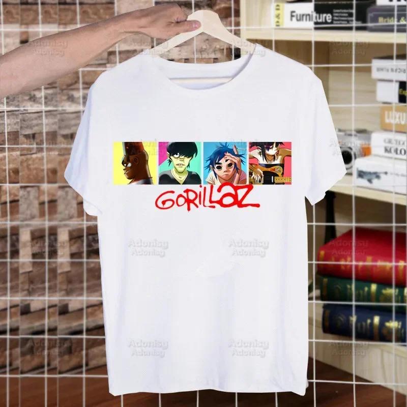Gorillaz Rock Modern Music Graffiti T Shirt Men Retro Washed Tops Tees Harajuku Tshirt Streetwear Hip Hop Male T-shirts