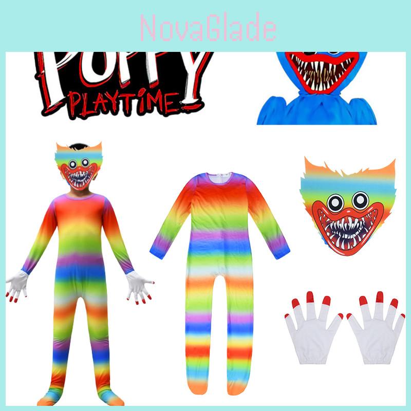 Unisex Huggy Wuggy Cosplay Jumpsuit Mask For Kids
