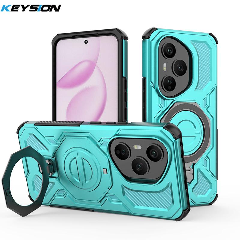 KEYSION Shockproof Magnetic Case for HONOR 400 Pro 5G Upright Live Metal Ring Stand Phone Back Cover for Huawei Honor 400 5G
