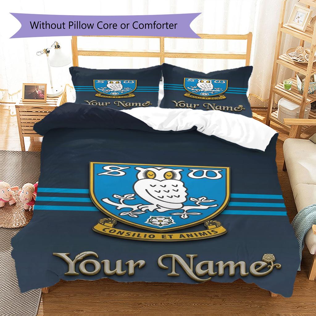 Sheffield Wednesday Football Club Custom Name Pattern Bedding,Quilt Set Quilt Cover Pillowcase Home Birthday Gift(1 * duvet cover + 2 * pillowcase, wi