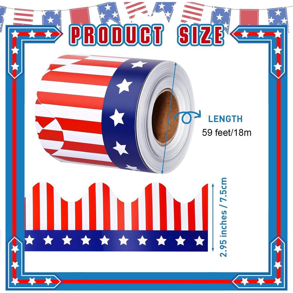 4th of July Bulletin Board Border Independence Day Bulletin Border Trim Bulletin Board Sticker for Classroom Decoration