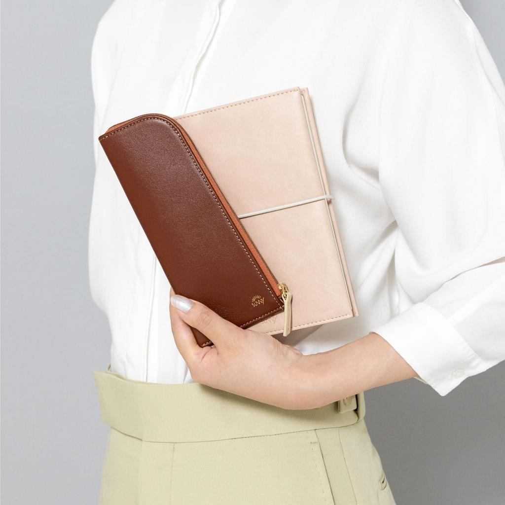 Iroha Publishing SUNNY FLAT PEN CASE L-LSLP-M-01 Brown, Genuine Leather Pencil Case