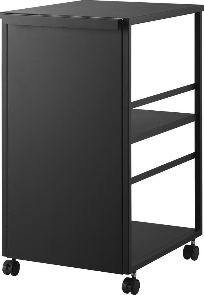 Yamazaki Slim Storage Wagon with Tower Kitchen Storage 8471 (Yamazaki Industries) Top, Black, W33.8×D42.4×H60.2cm (including Casters), Series, 2-tier,
