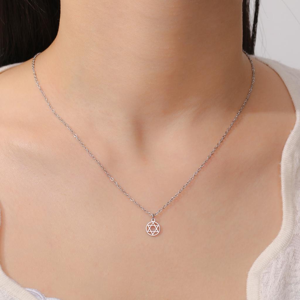 Teamer Israel Map Star of David Pendant Necklace for Women Men Jewish Stainless Steel Necklace Ethnic National Jewelry