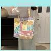 Colorful Street Trend Canvas Tote Bag Large Capacity Shoulder Bag For Students