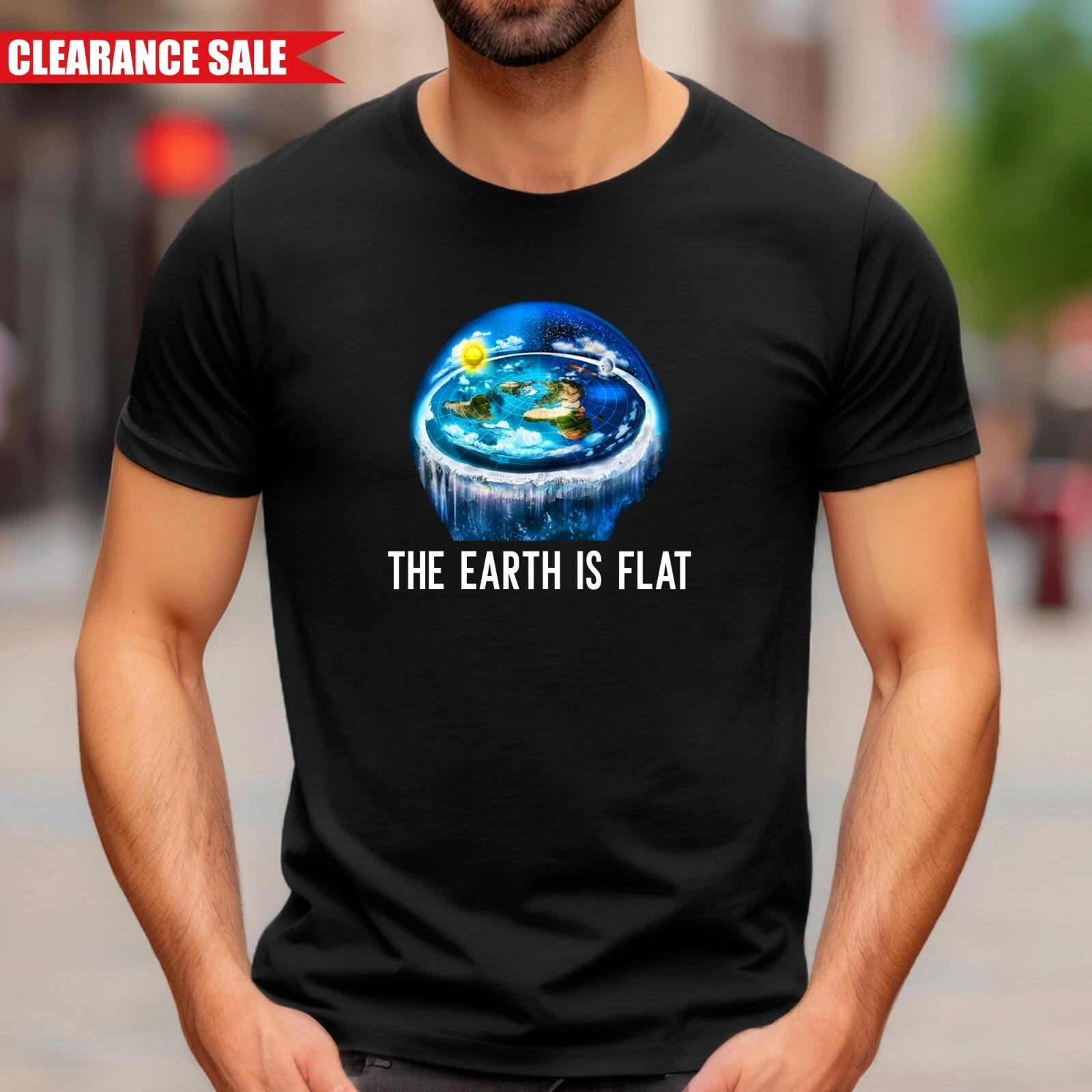 Earth Is Flat T Shirt Flat Earth Printed NASA Conspiracy New World Crew Neck Top M