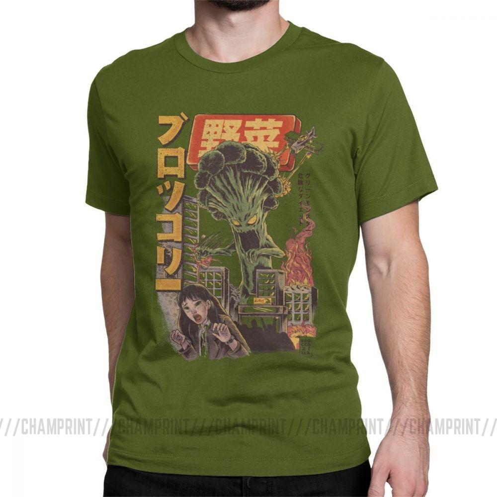 Giant Mushrooms Monster Clothes Demon Broccozilla T Shirts For Men Broccoli Funny Japanese Anime T