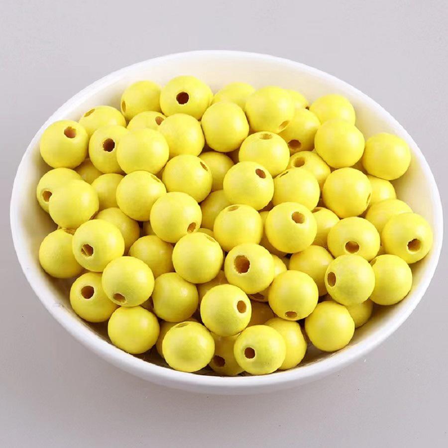 Children's DIY 16MM Solid Color Wooden Beads for Stringing